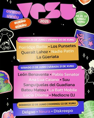El cartel del festival, por días.