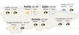 Mapa del tiempo en Asturias.