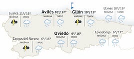 Mapa del tiempo en Asturias.