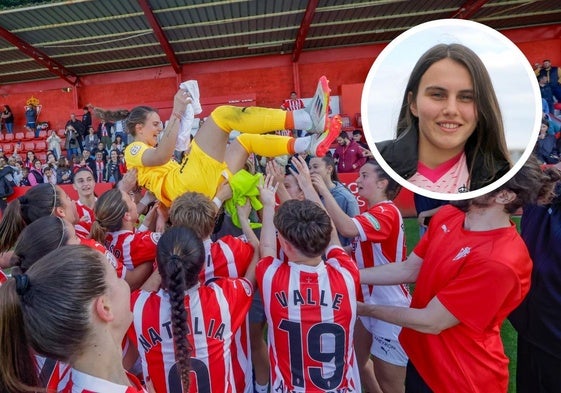 Adriana Sirgo con sus compañeras tras ganar el partido.