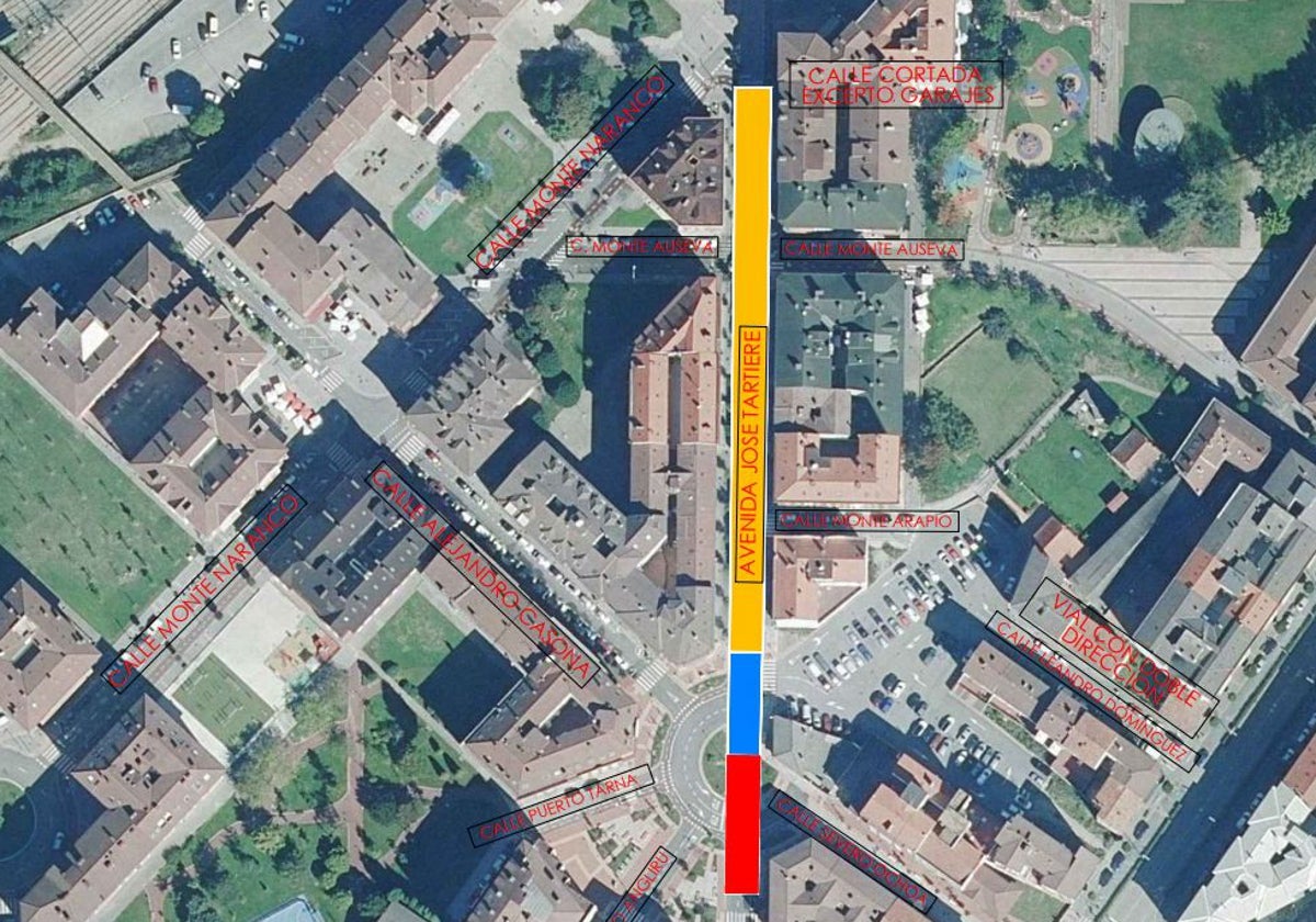 Cinco meses de restricciones de tráfico en Lugones por las nuevas obras en la avenida de José Tartiere