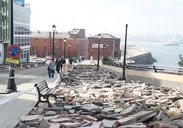 Aspecto de las obras de la plataforma única de Cimavilla el pasado mes de febrero