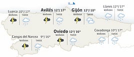 Mapa del tiempo en Asturias.