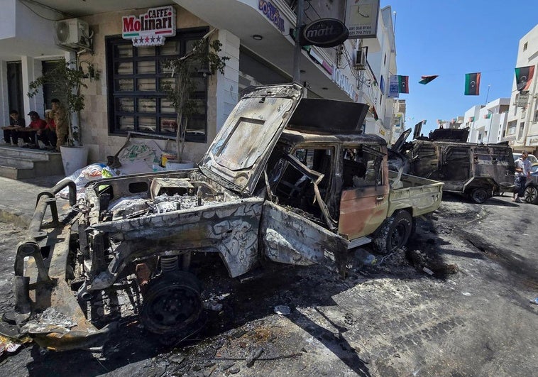 Daños materiales por las bombas en medio del conflicto armado.