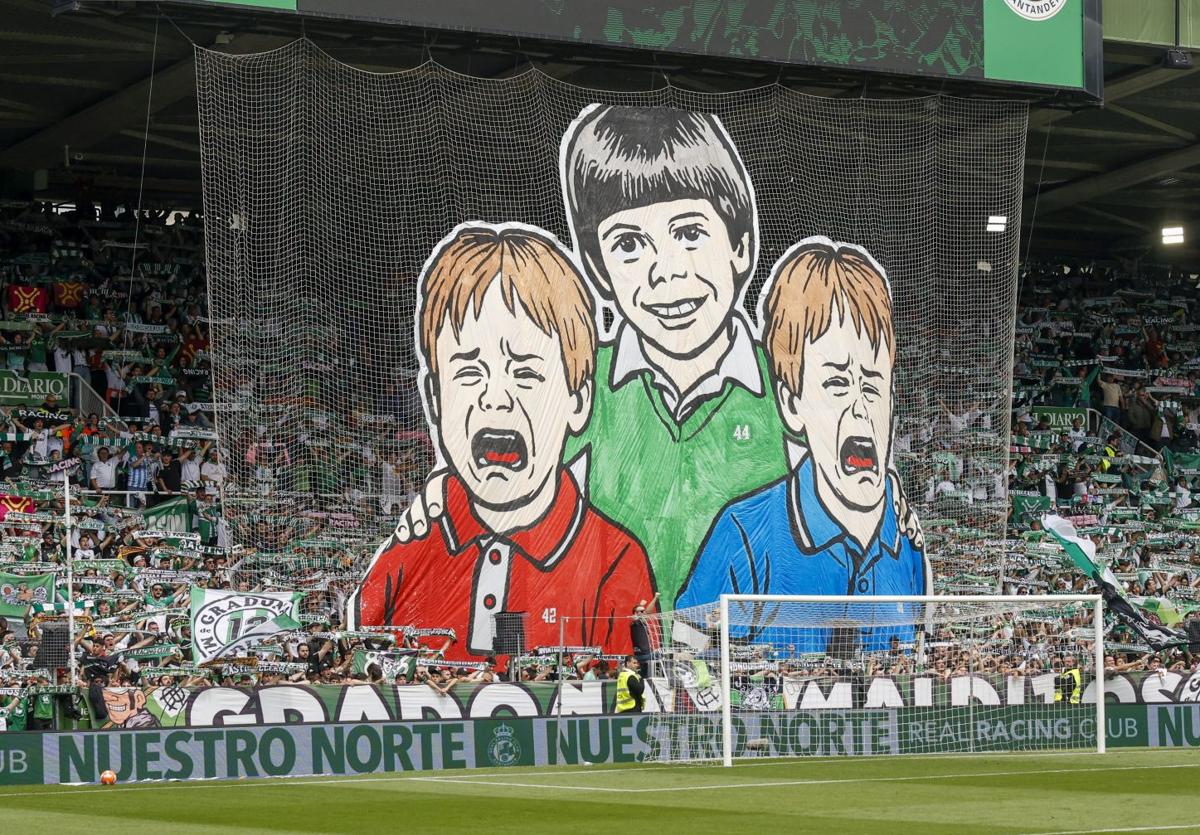 El tifo del partido del Racing de Santander ante el Real Oviedo puede salir caro