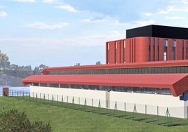 Infografía del edificio resultante de la construcción de la segunda fase de la Escuela de Arte al unir las especialidades de Diseño a las de Restauración.