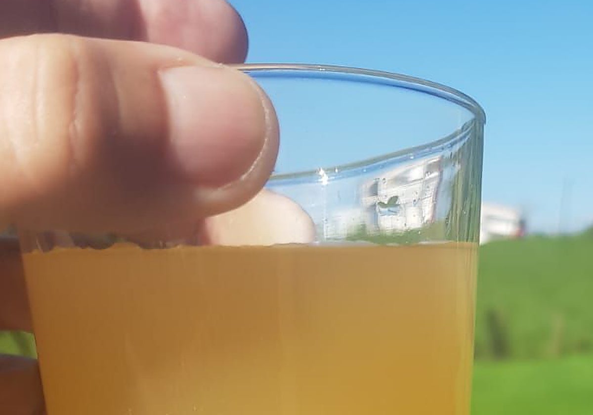 Un vaso de agua del grifo de la cooperativa de Espiniella, en el concejo de Siero.