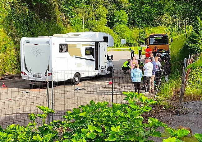 Lugar del accidente en la AS-255, en Cabranes