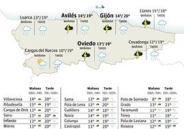 Mapa del tiempo en Asturias.