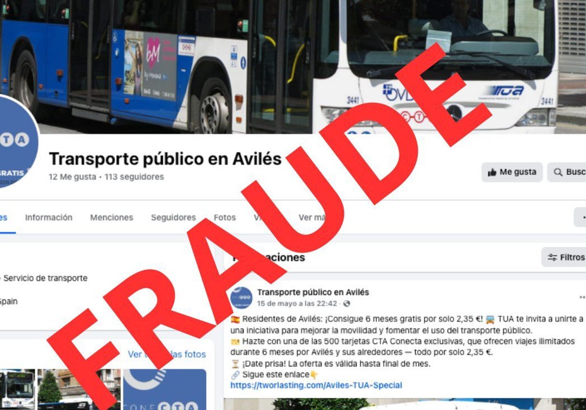 Captura de pantalla de la página falsa de Facebook.