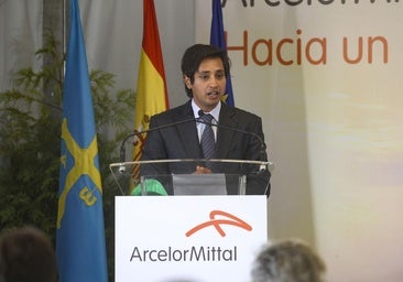 Aditya Mittal, en julio de 2021, en la presentación en Gijón del plan de descarbonización para las factorías asturianas.