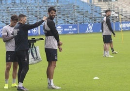 Julio Rodríguez, en el entrenamiento ayer en el Suárez Puerta.