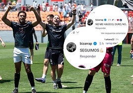 La celebración de los jugadores del Real Avilés y los mensajes que le ha dedicado Bizarrap al conjunto asturiano.