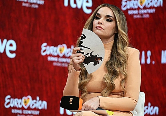 Melody, durante su rueda de prensa en los estudios de RTVE esta tarde.