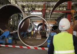 Imagen del interior del taller de Tadarsa Eólica.