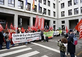 Protesta de las educadoras en el mes de mayo.