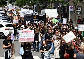 Manifestación de ayer por la mañana desde la Plaza de España a la Junta General.