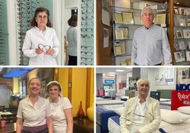 Sonia Tejedor, de Óptica Principal; Félix Zarzuela, de Fotos Más Color; Isabel y Marta Pérez, de El Mariñán; y Ana Cossio, de Buenas Noches.