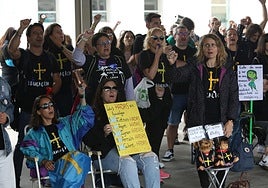 Protesta por la Educación este lunes.