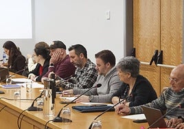 Iván Fernández, portavoz del PSOE, en el centro.