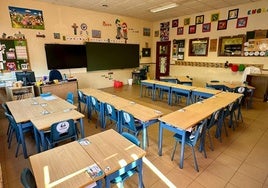 Aulas vacías en el colegio Corazón de María de Gijón.