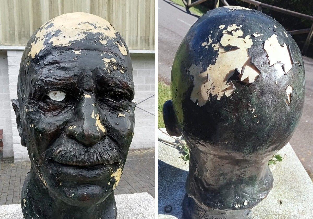 Estado del busto de Dacal, situado en el paseo de La Toba, este jueves.