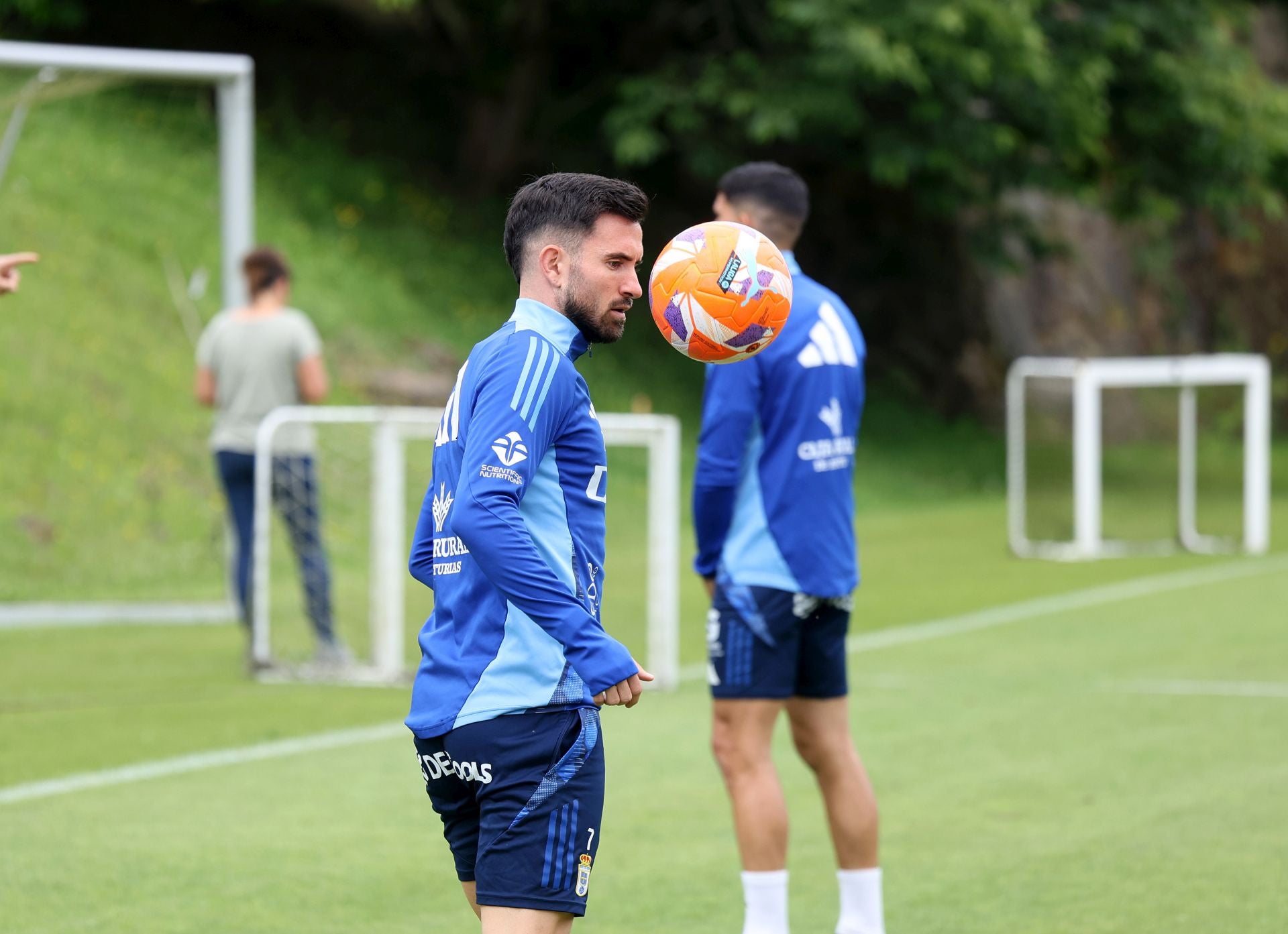Entrenamiento del Real Oviedo tras el partido en Miranda de Ebro
