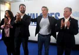 Laura Martínez, Álvaro Queipo, Alberto Núñez Feijóo y Alfredo Canteli, este mes de junio, en la última visita del presidente a Oviedo.