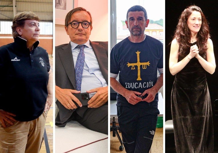 Yolanda Mijares, entrenadora del Club Baloncesto Castrillón; Alfredo Suárez, de la empresa Asturmandi; Rubén Velasco, director del colegio San Cristóbal; y la pianista Noelia Fernández Rodiles.