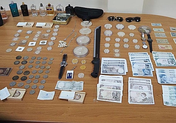 Material robado que incautó la Policía.