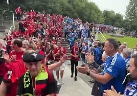 Vídeo: Ejemplar recibimiento a la afición del Mirandés en Oviedo