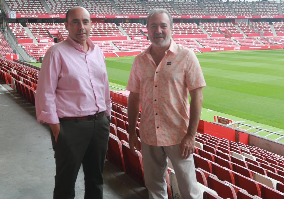 Carlos Prieto y Luis Suárez Esteban, en El Molinón.