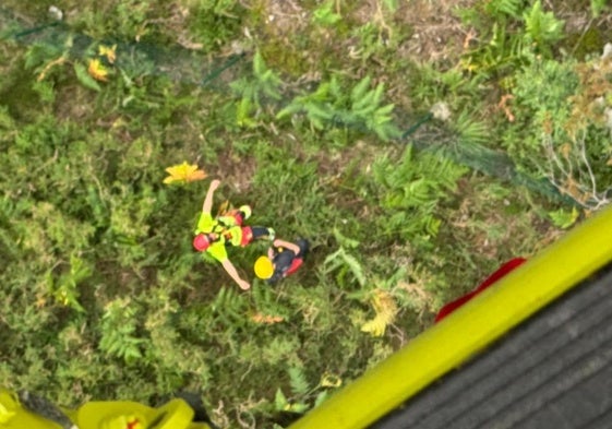 Momento del rescate en Cabrales.