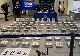 Toda la droga incaucatada: 304 kilos de cocaína.