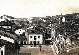 Foto de lo que sería la plazoleta de Los Moros hacia 1868, aún sin kiosco ni edificios bancarios.