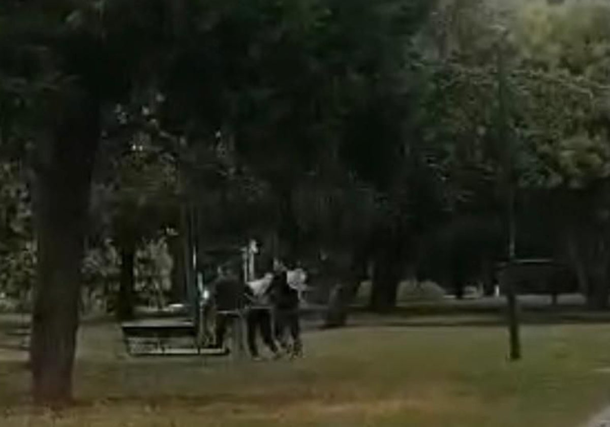 Momento de la detención del presunto ladrón en el Polígono de Pumarín.