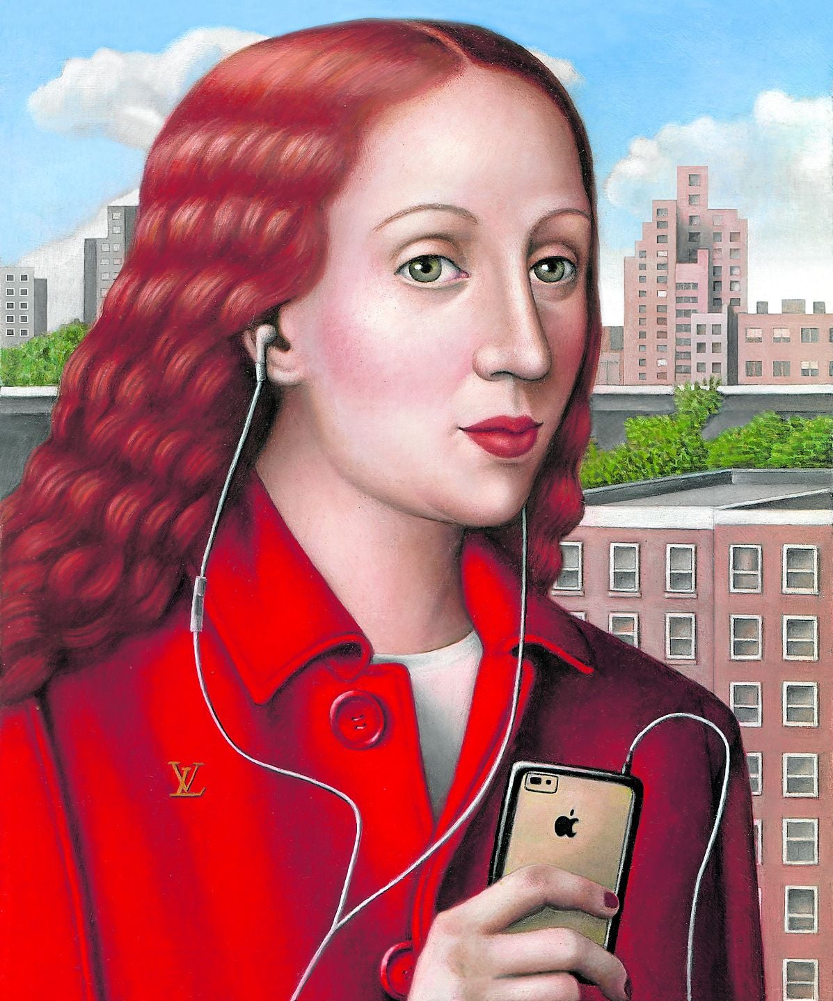 Imagen principal - 'Woman in red coat', de Amy Hill. fotos: colección studiolo, fundación de cultura. Obra de Magnus Plessen titulada 'Doppelportrait Sarah und ich (gelb)'. 'Cara con espiral' de Guillermo Pérez Villalta.