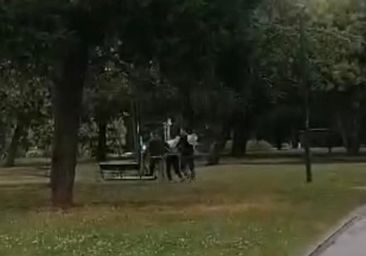 Momento de la detención del presunto ladrón en el Polígono de Pumarín.