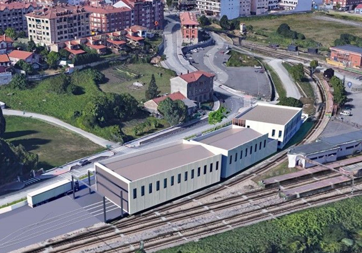 Recreación de los edificios que Adif construirá en El Berrón.