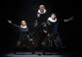 Arantxa Fernández Ramos, Patricia Rodríguez y Hugo Manso, durante su actuación en Almagro.