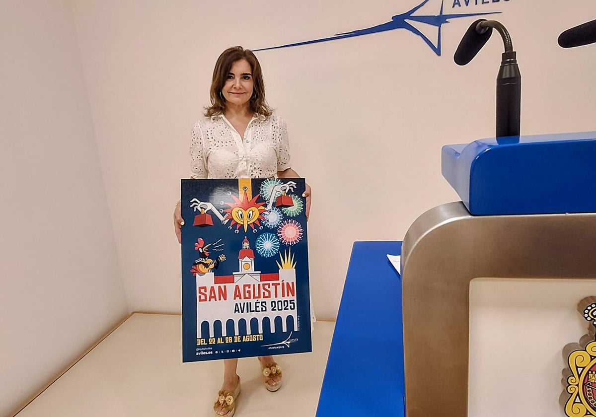 La concejala de Festejos, Yolanda Alonso, presentó el programa completo y el cartel de las fiestas de San Agustín de Avilés.