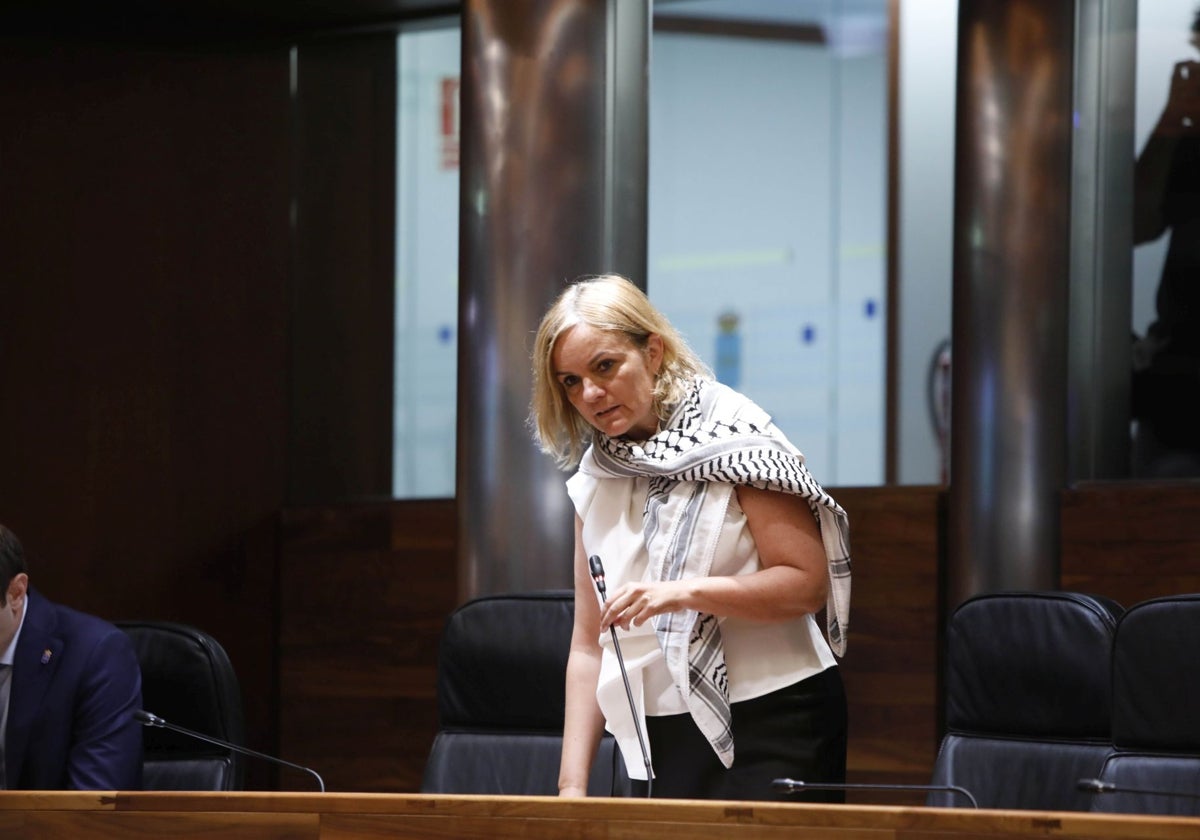 Covadonga Tomé interviene desde su escaño en un pleno en la Junta General.