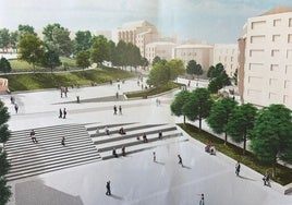Una infografía muestra la plaza que proyecta el Ayuntamiento sobre el aparcamiento subterráneo.