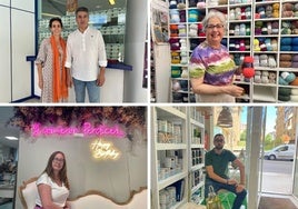 Sandra Rodríguez y Froilán Blanco, de El Gallo de Oro; Nina García, de El Bastidor Bravo; Noelia González, de Atrapasueños; José Pajarón, de Asturdecor.
