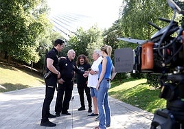 Un momento del rodaje de la película en la tarde de ayer.