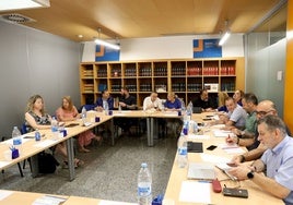 Representantes de los trabajadores de Duro Felguera y de la propia compañía, en el Sasec.