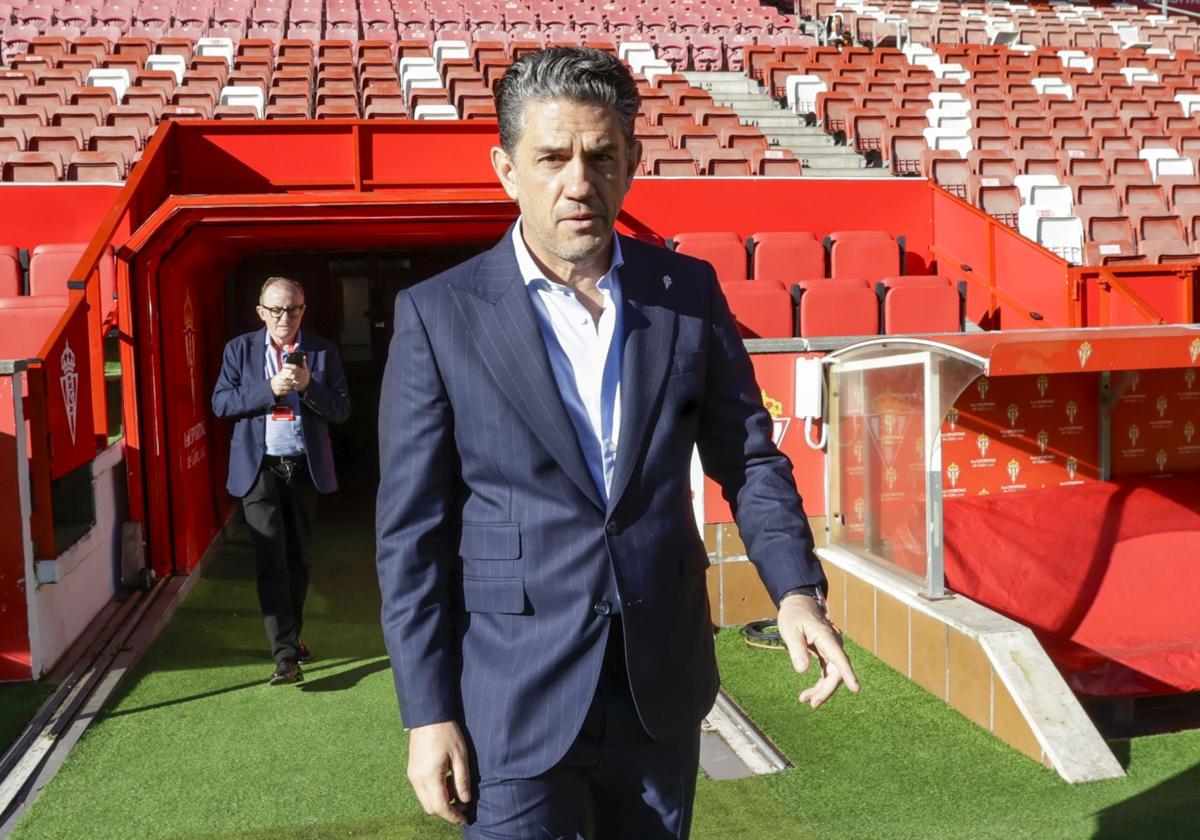 Alejandro Irarragorri, en El Molinón, el pasado mes de diciembre.