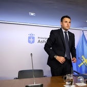 El consejero de Hacienda, Guillermo Peláe,z momentos antes de una rueda de prensa.