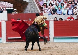 El momento de la cogida en Pontevedra.