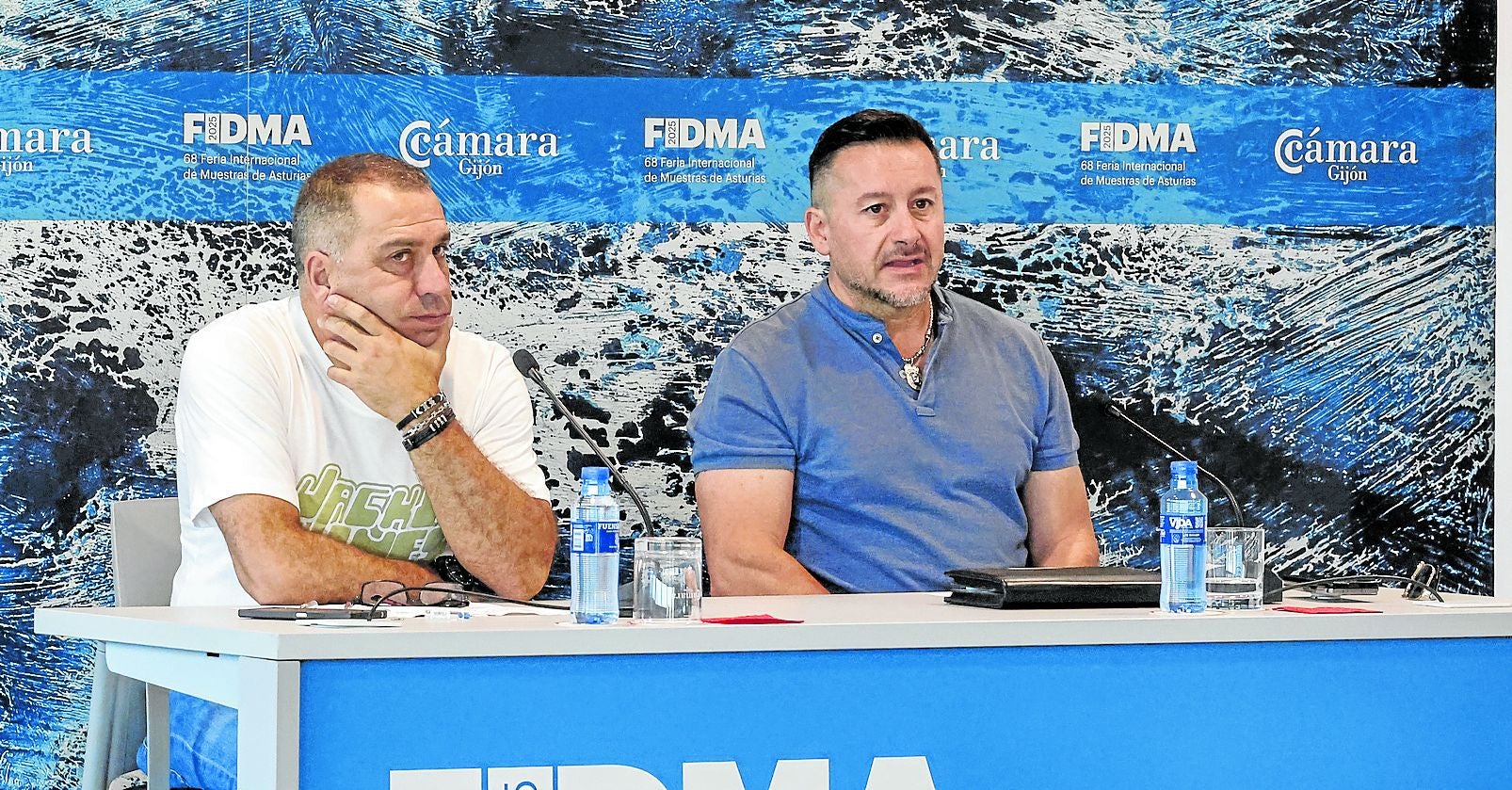 El secretario general de UGT en Gijón, Juan José Iglesias, y el secretario general de UGT Asturias, Javier Fernández Lanero.